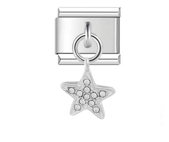 Silver Dangly CZ Star Charm