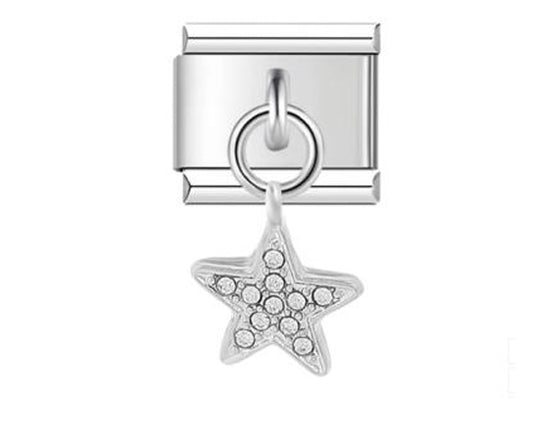 Silver Dangly CZ Star Charm