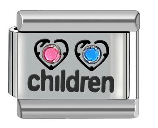 Silver Pink and Blue Children Charm