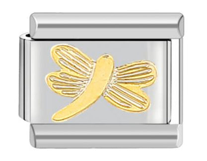 Silver on 18ct Gold Plated Dragon Fly Charm