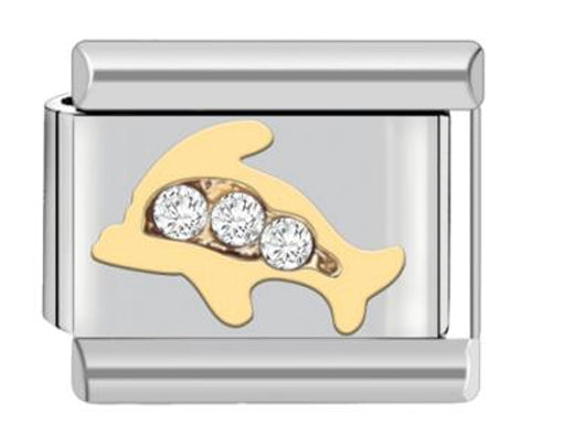 18ct Gold Plated Dolphin with Three CZ's