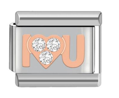 I Love You Charm with 3 CZ's