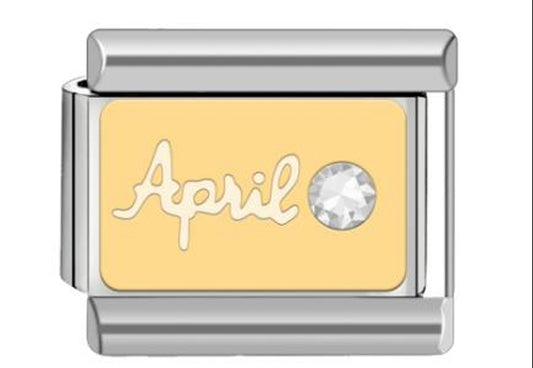 18ct Gold Plated April CZ Charm