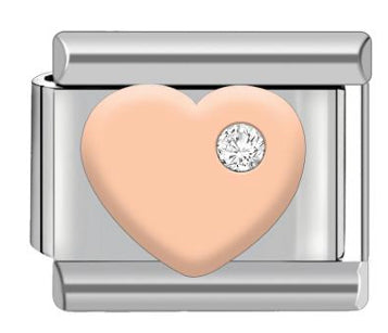 Pink Enamel Heart Charm with CZ