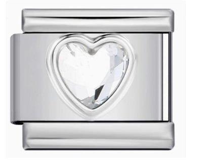Silver Heart CZ Charm