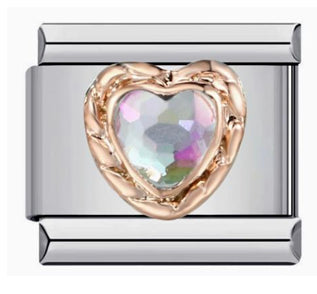 Rose Gold 18ct Plated Heart Mistic Topaz Color Charm