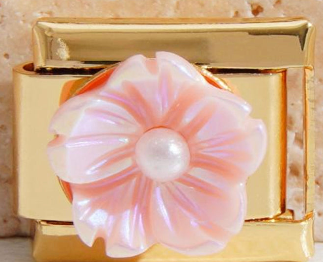 Gold Charm with Pink Flower