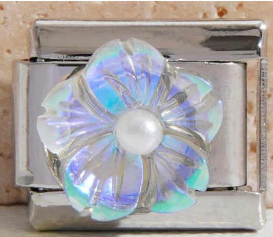Silver Charm with a Turquoise Flower
