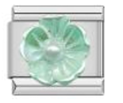 Silver Blue Flower Charm
