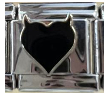Silver Charm with Black Devil Heart