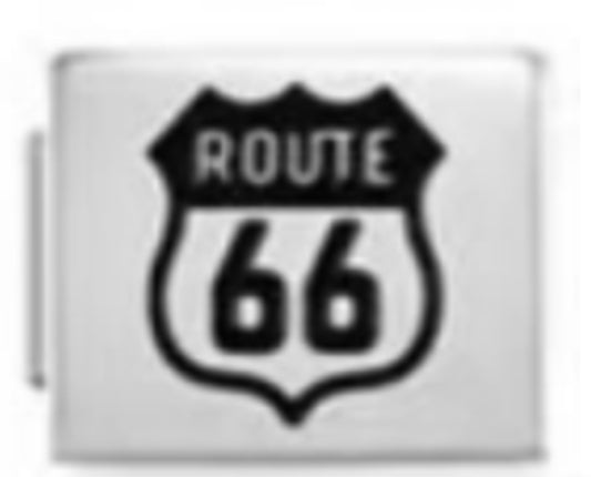 Silver Route 66 Charm