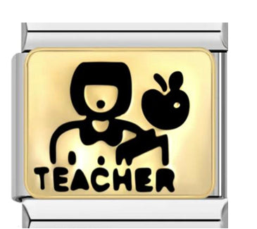 Silver with Gold Teacher Charm