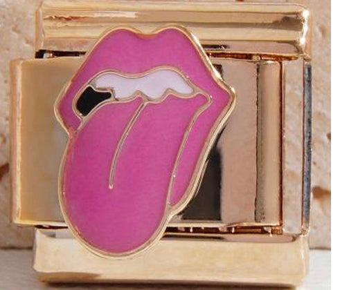 Gold Pink Tongue Charm