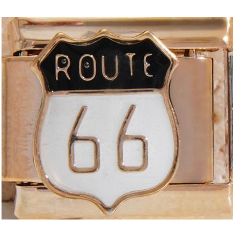 Gold Route 66 Charm