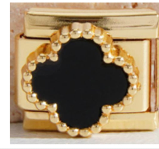 Gold and Black 4 Leaf Clover Charm