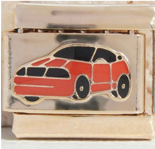 Gold Red Car Charm