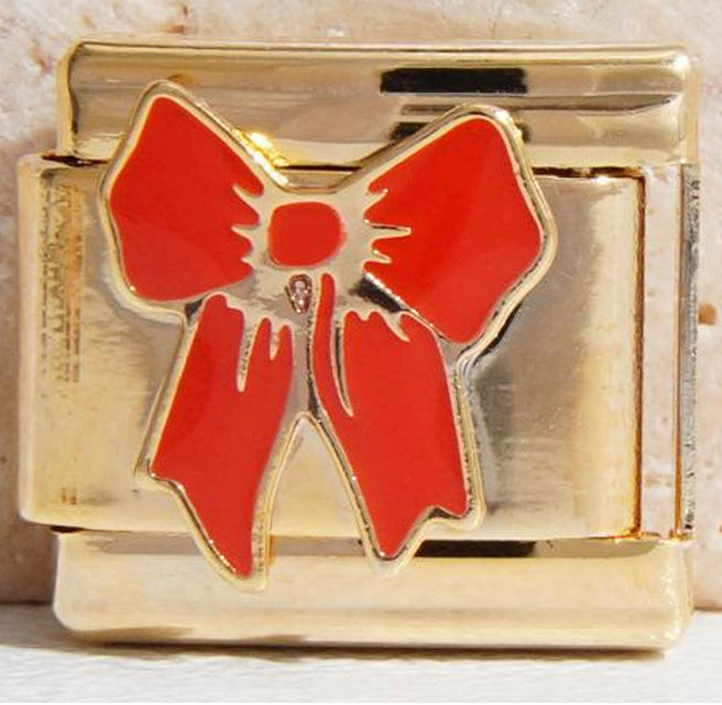 Gold Red Bow Charm