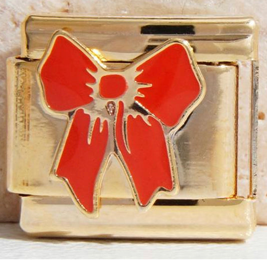 Gold Red Bow Charm