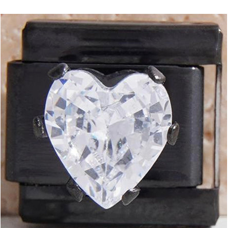 Black CZ Heart Charm