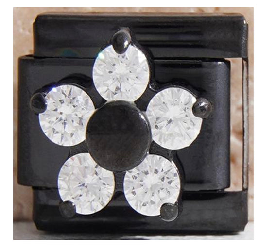 Black CZ Flower Charm