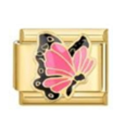 Gold Pink Butterfly Charm