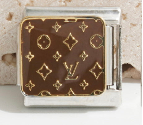 Silver Brown Louis Vuitton Monogram Charm
