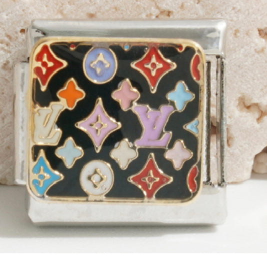 Silver Louis Vuitton Colorful Monogram Charm