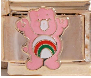 Gold Pink Care Bear Charm