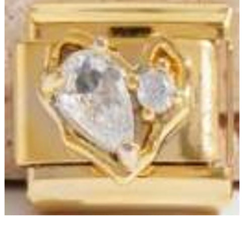 Gold CZ Heart Charm