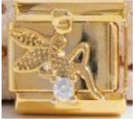Gold Tinker Bell with CZ Charm