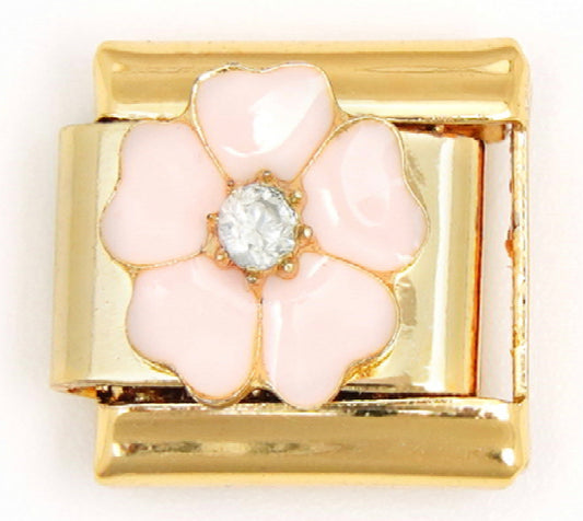 Gold Pink Flower Charm