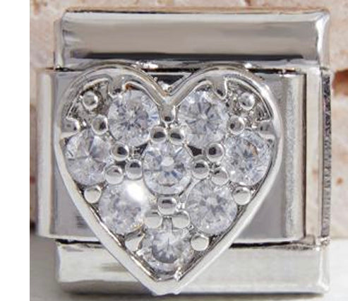 Silver CZ Heart Charm