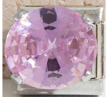 Silver Pink CZ Charm
