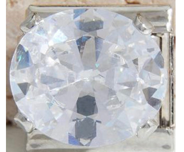Silver White CZ Charm