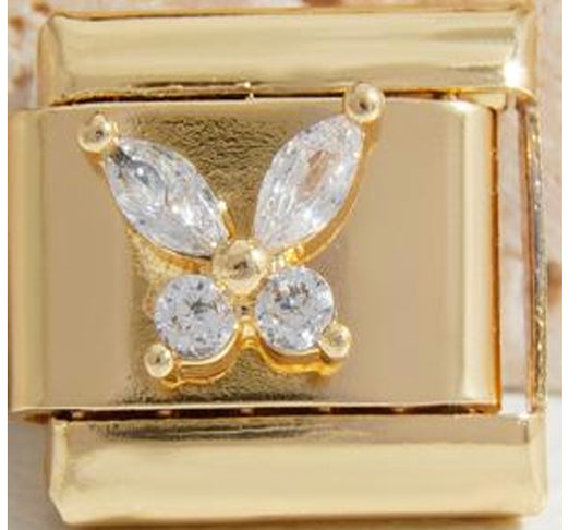 Gold CZ Butterfly Charm