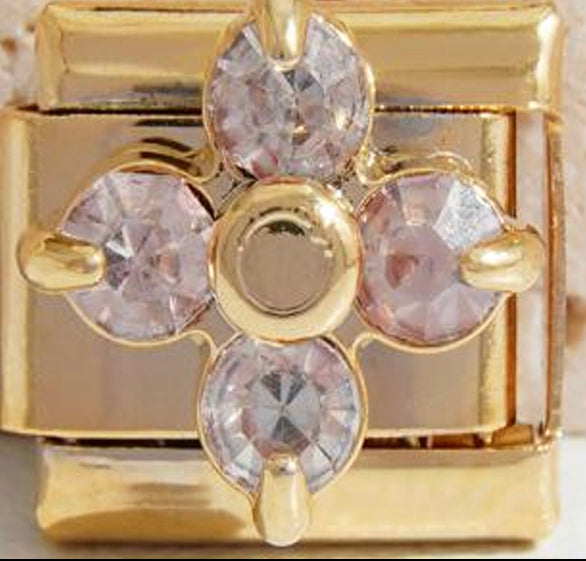 Gold Four Leaf Clover CZ Charm