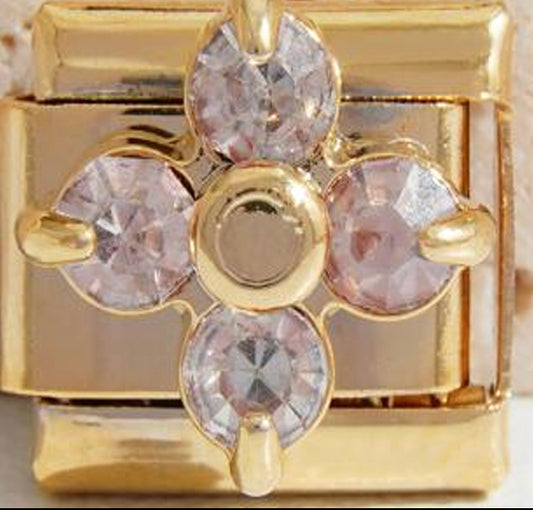 Gold Four Leaf Clover CZ Charm