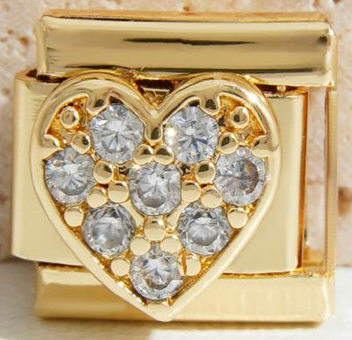 Gold CZ Heart Charm