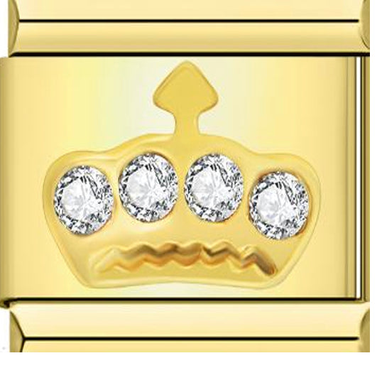Gold Crown CZ Charm