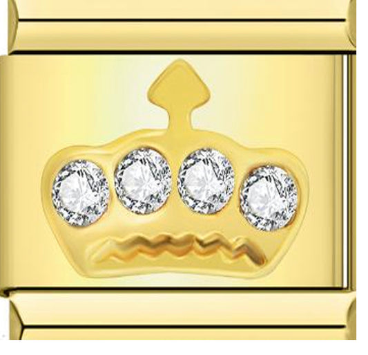 Gold Crown CZ Charm