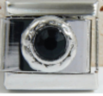 Silver and Black Stone Charm