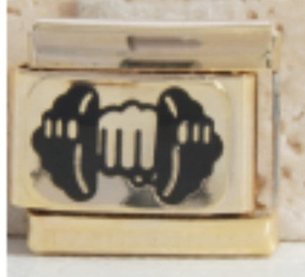 Gold Black Dumbbell Charm